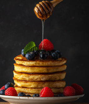 Breakfast dishes with fresh ingredients
