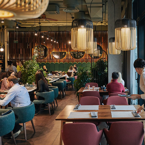 Elegant restaurant interior with fine dining atmosphere